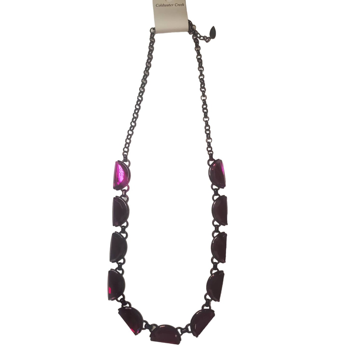 Coldwater Creek Long Dark Purple Necklace with Purple Gemstones