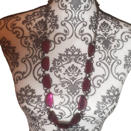 Coldwater Creek Long Dark Purple Necklace with Purple Gemstones