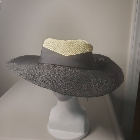 Open Edit Two-tone woven boater hat