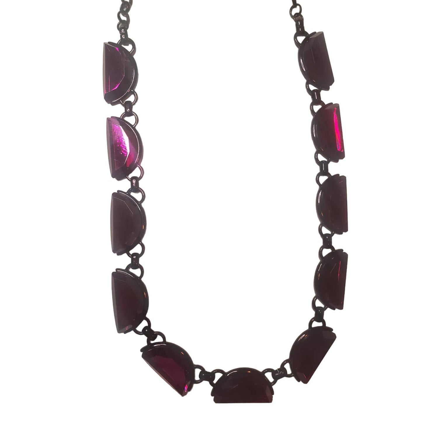 Coldwater Creek Long Dark Purple Necklace with Purple Gemstones