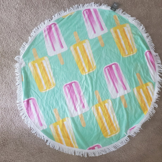 Moda at Home Fringe Round Beach Towel with Popsicles