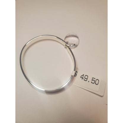 Macy's Silver Bangle Bracelet with Crystal Charm